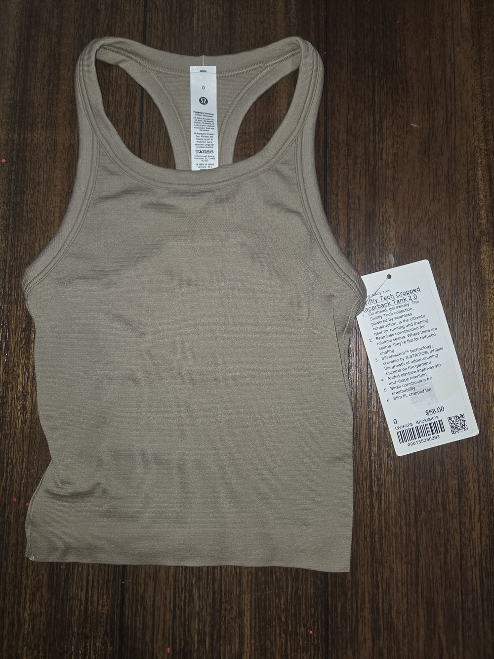 lululemon athletica  Racerback Cropped Tank - Sheer Oak